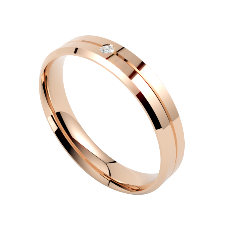 Różowe złoto obrączka ślubna z brylantem